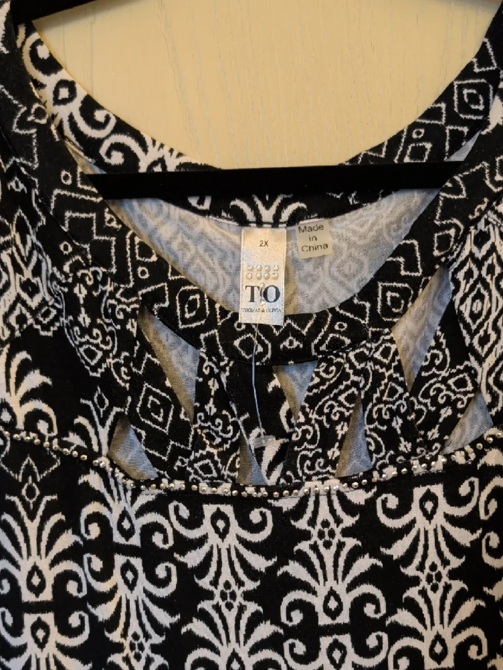 Thomas & Olivia Black & White Patterned Boho Tunic Top Women's 2X – NWT - Picture 2 of 6